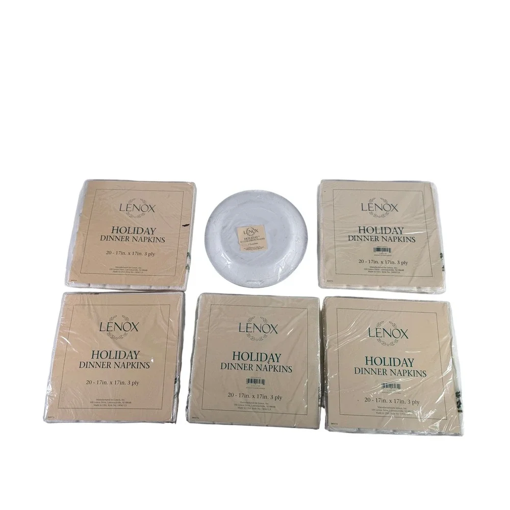 Lenox Holiday Paper Party Bundle 100 Napkins 12 Luncheon Plates Holly Berry